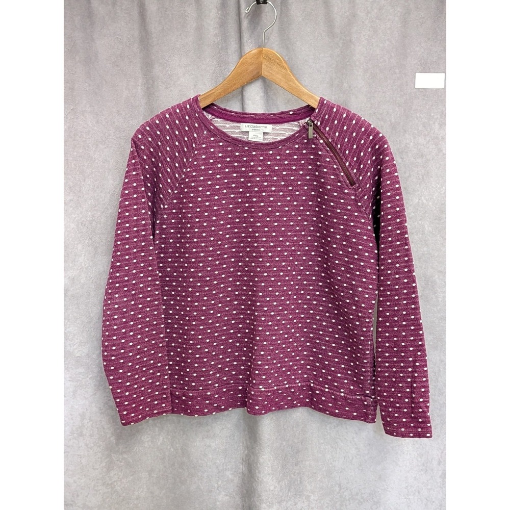 Liz Claiborne Purple and White Polka Dot Swaeter Women Petite XL